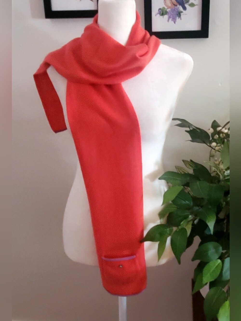L.L. Bean Coral 100% Cashmere Scarf with Pocket